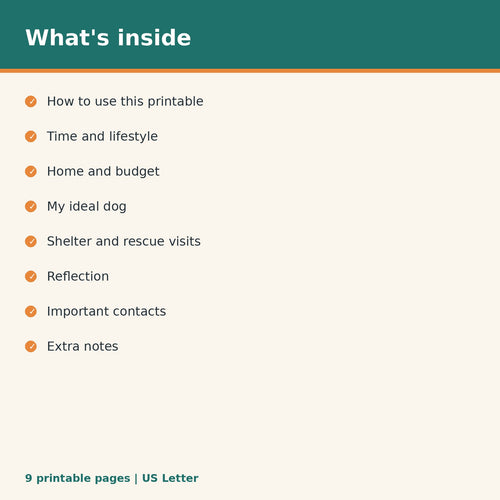 Dog Adoption Decision Checklist printable PDF, image 2