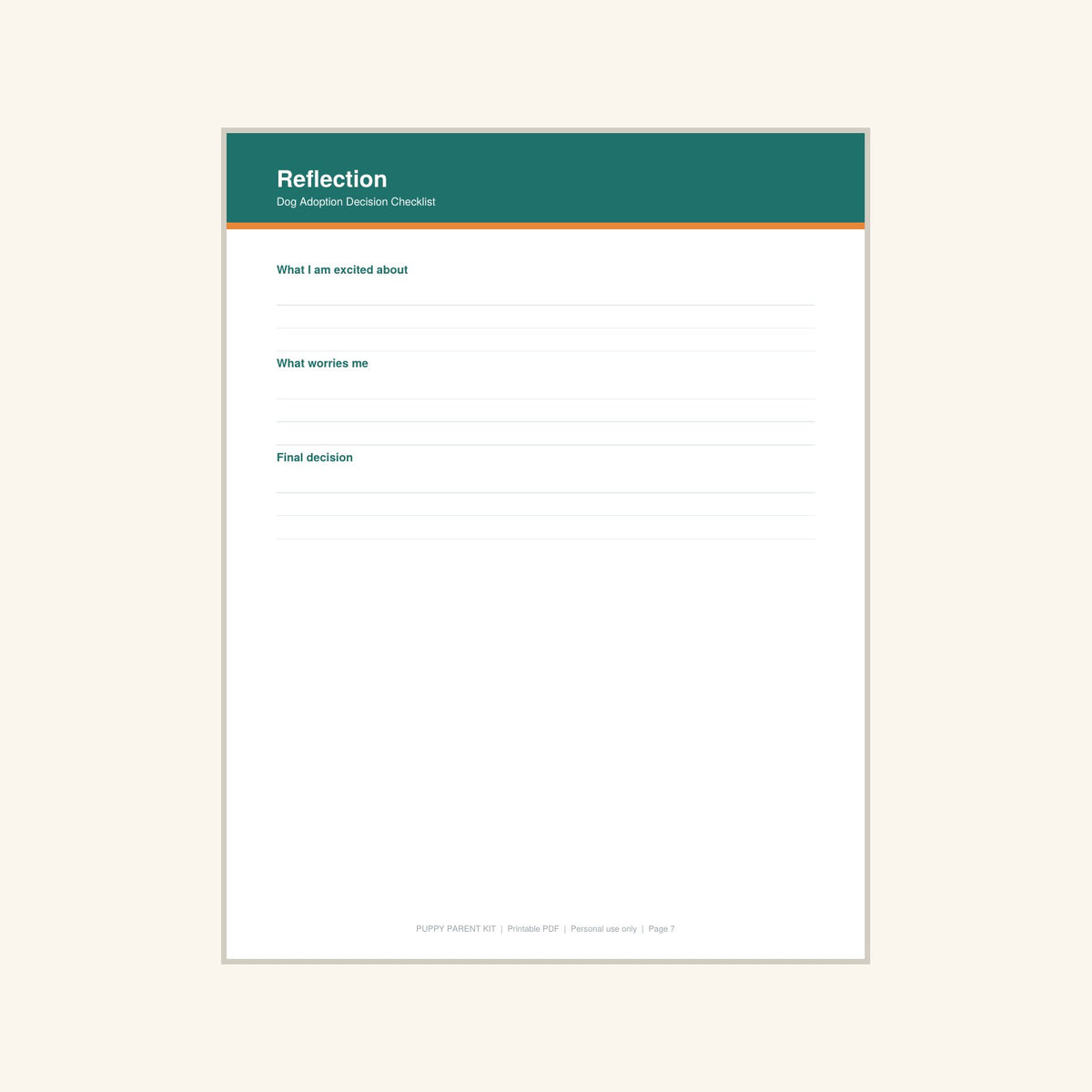 Dog Adoption Decision Checklist printable PDF, image 7