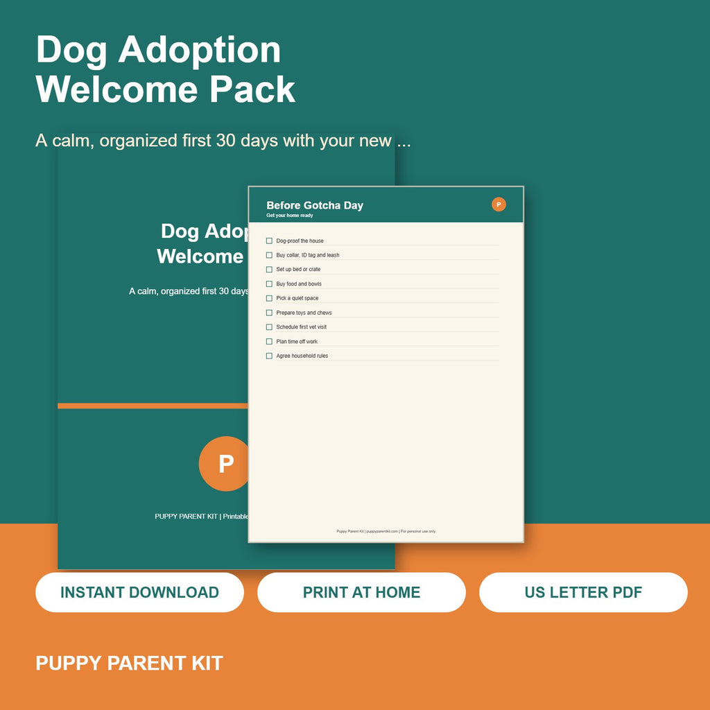 Dog Adoption Welcome Pack Printable | Gotcha Day Checklist, First 30 Days Tracker (PDF)