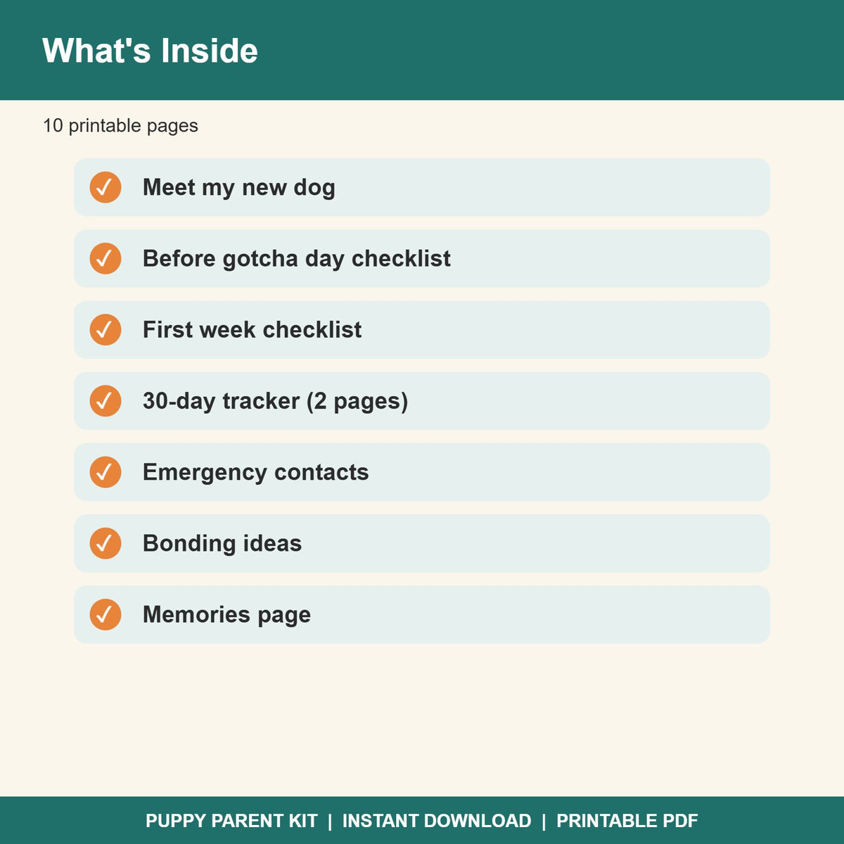 Dog Adoption Welcome Pack Printable | Gotcha Day Checklist, First 30 Days Tracker (PDF)