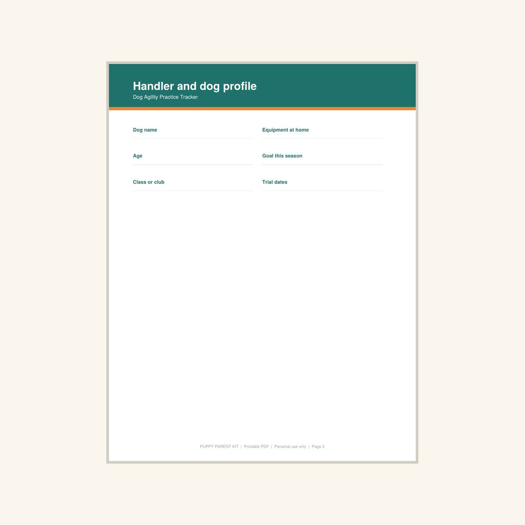 Dog Agility Practice Tracker printable PDF, image 3