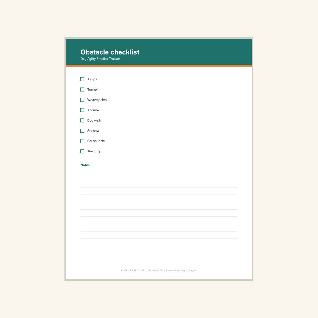 Dog Agility Practice Tracker printable PDF, image 4