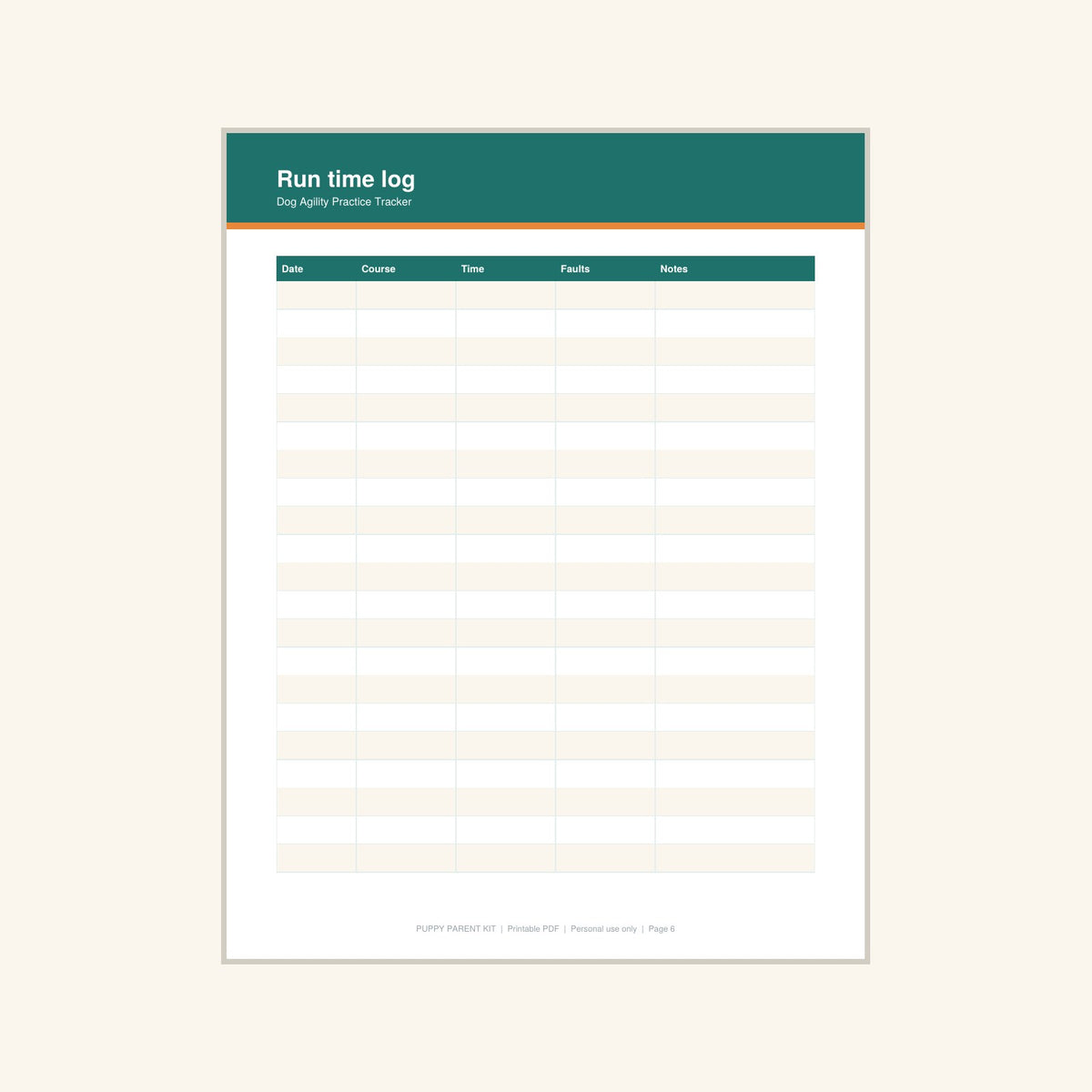 Dog Agility Practice Tracker printable PDF, image 6
