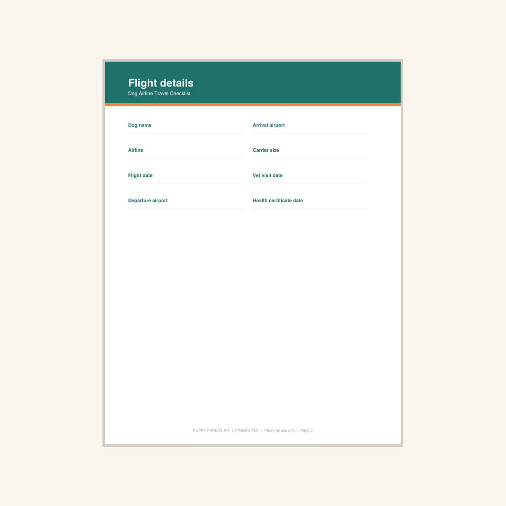Dog Airline Travel Checklist printable PDF, image 3