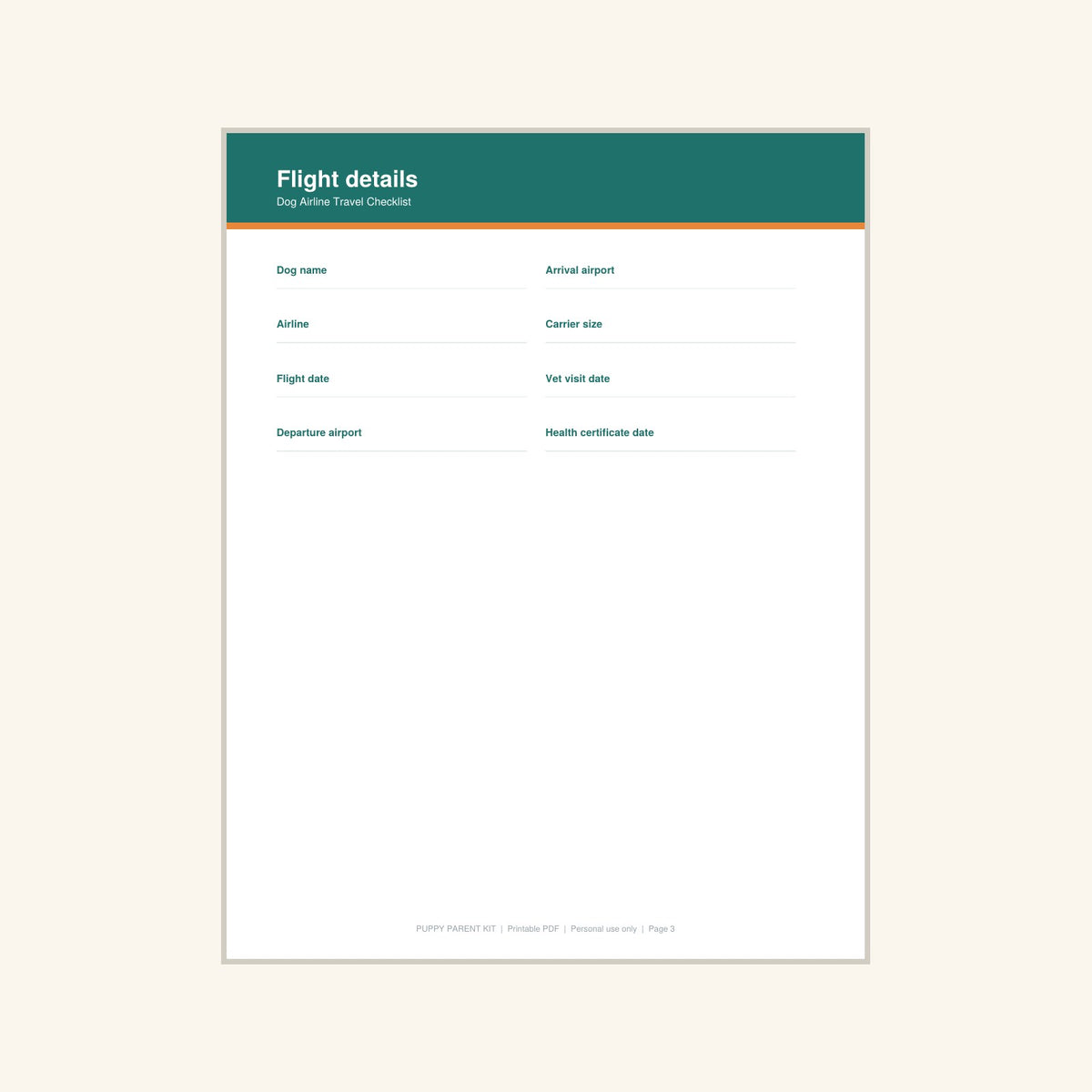 Dog Airline Travel Checklist printable PDF, image 3