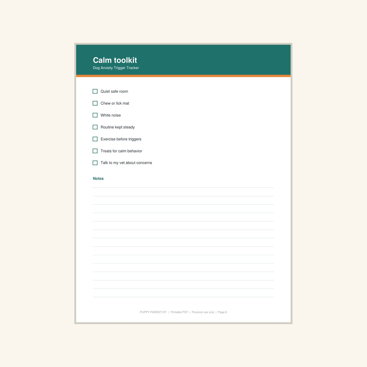 Dog Anxiety Trigger Tracker printable PDF, image 6