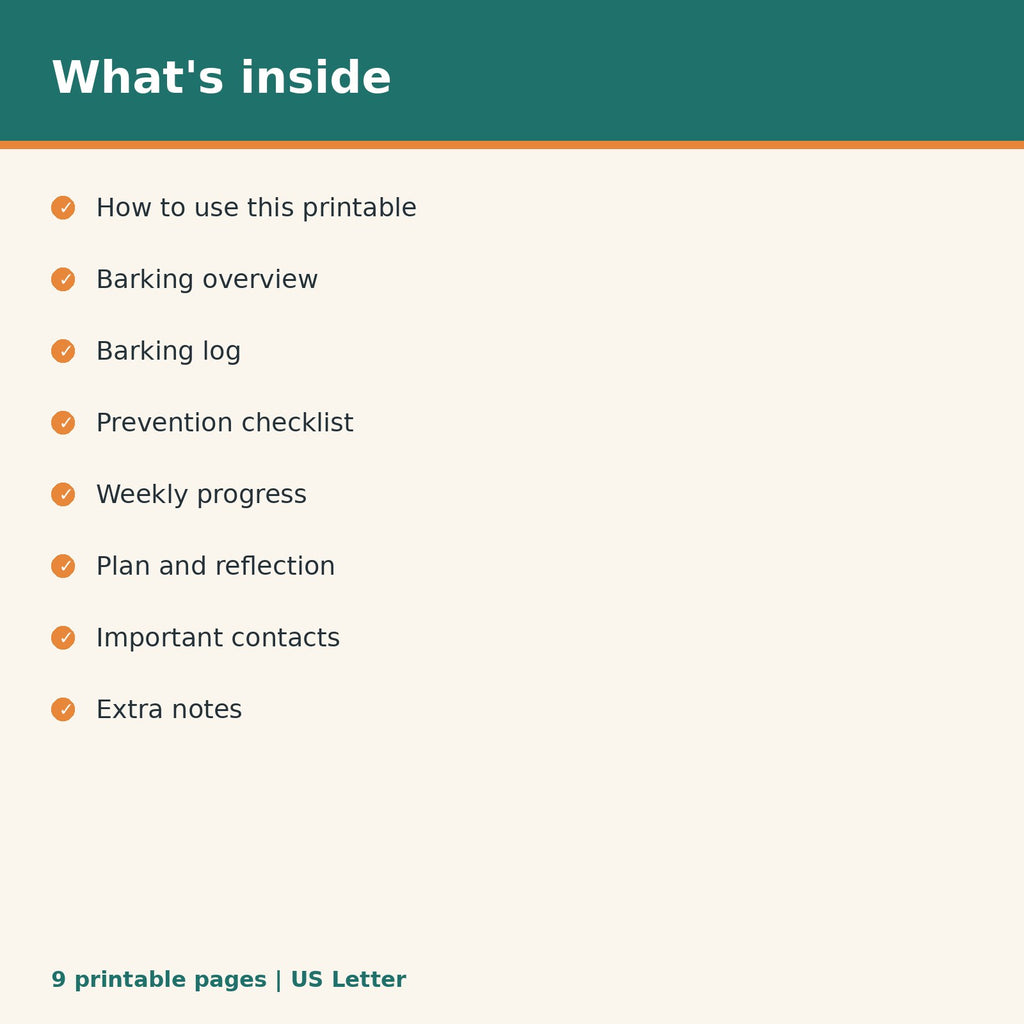 Dog Barking Reduction Log printable PDF, image 2