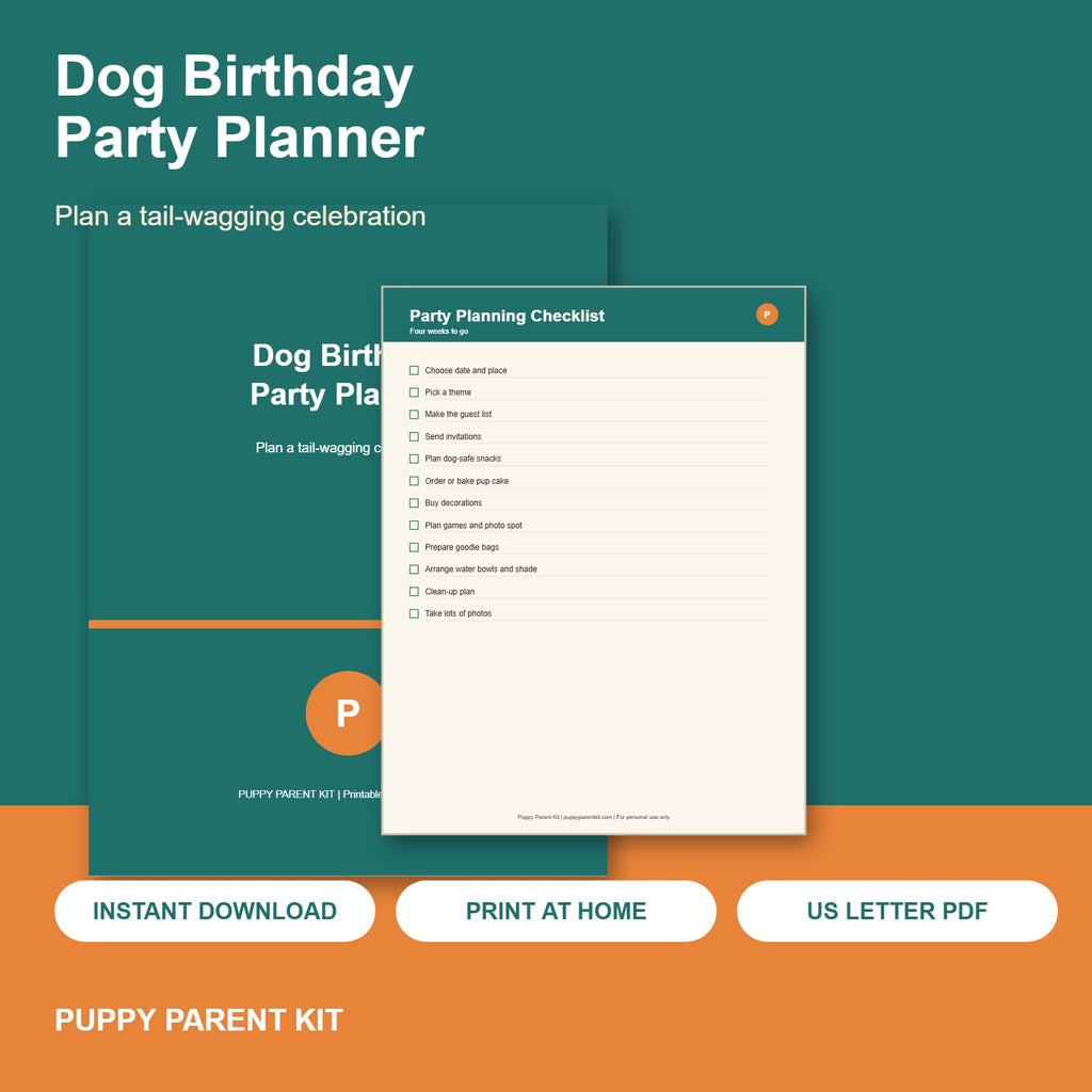 Dog Birthday Party Planner Printable | Pup Party Checklist, Guest List & Menu (PDF)