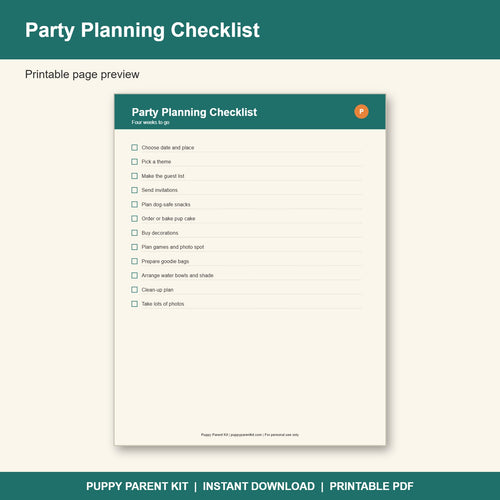 Dog Birthday Party Planner Printable | Pup Party Checklist, Guest List & Menu (PDF)