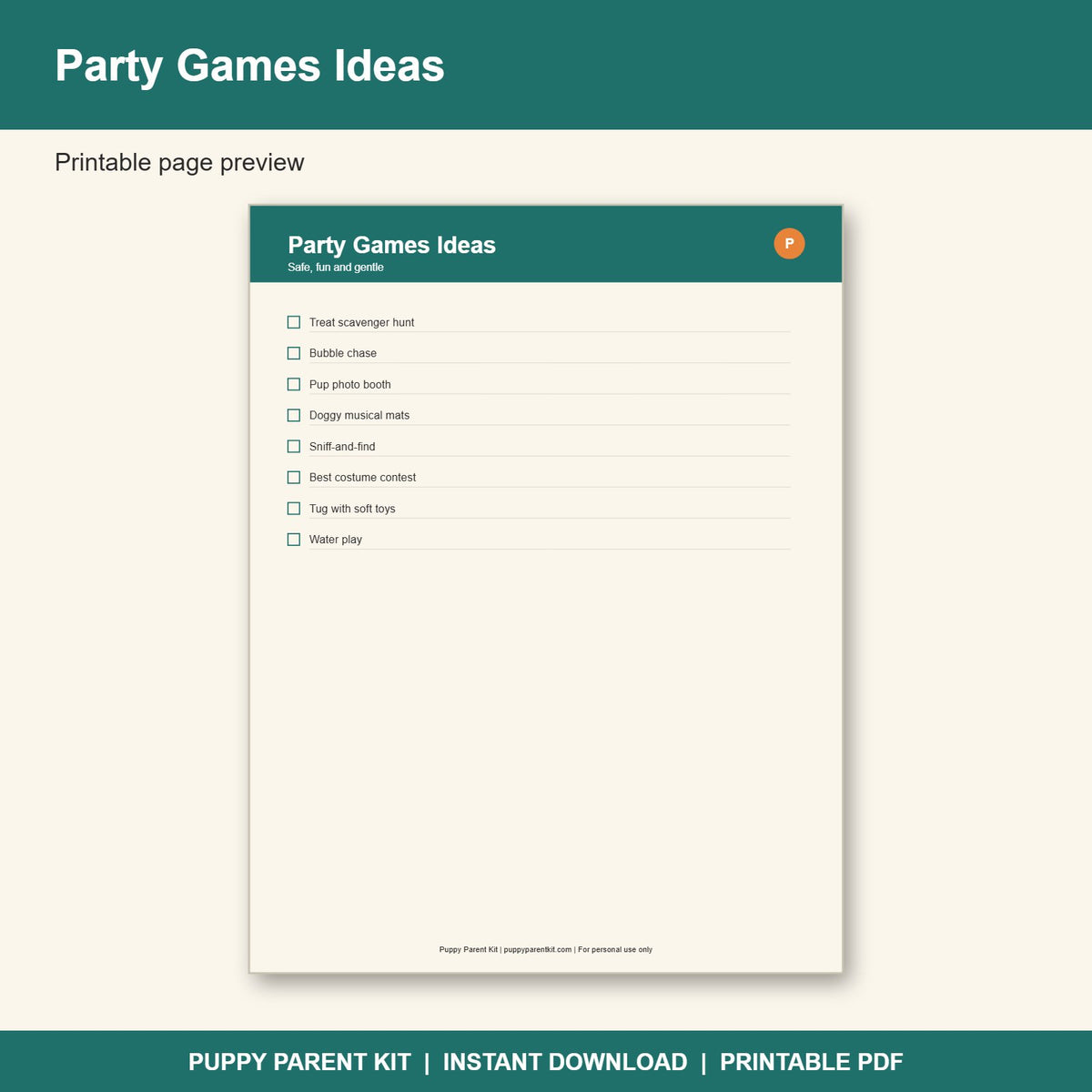 Dog Birthday Party Planner Printable | Pup Party Checklist, Guest List & Menu (PDF)
