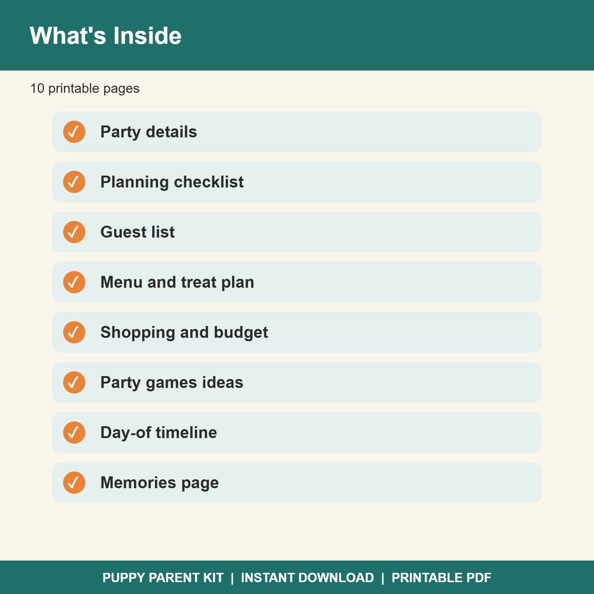 Dog Birthday Party Planner Printable | Pup Party Checklist, Guest List & Menu (PDF)