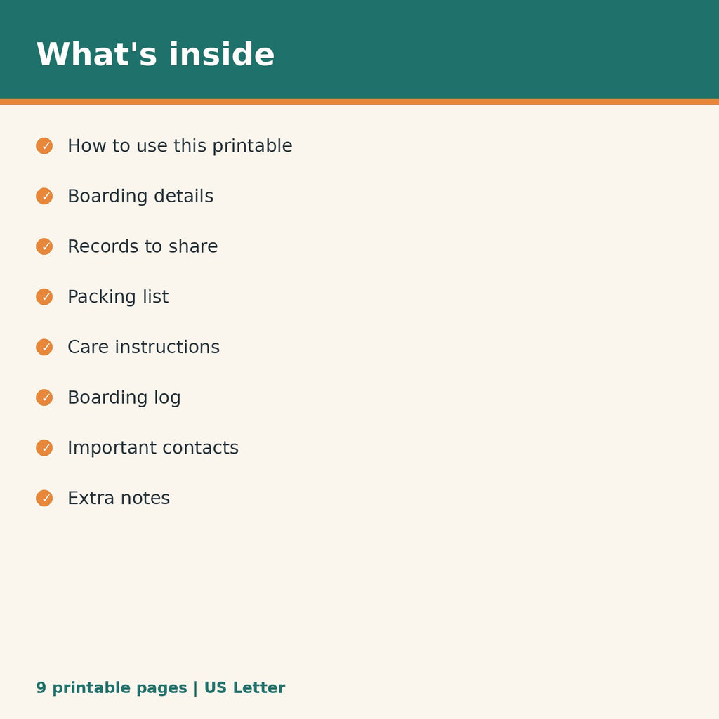 Dog Boarding & Kennel Prep Checklist printable PDF, image 2