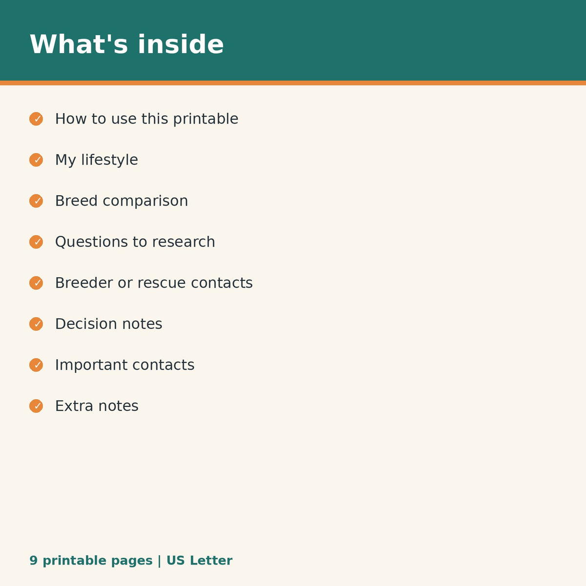 Dog Breed Research Planner printable PDF, image 2