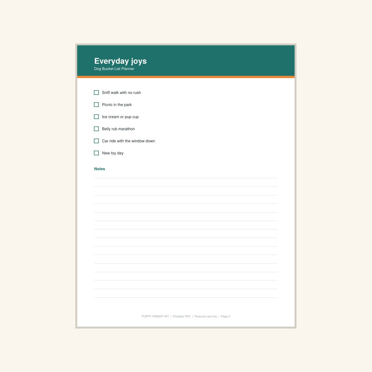 Dog Bucket List Planner printable PDF, image 3