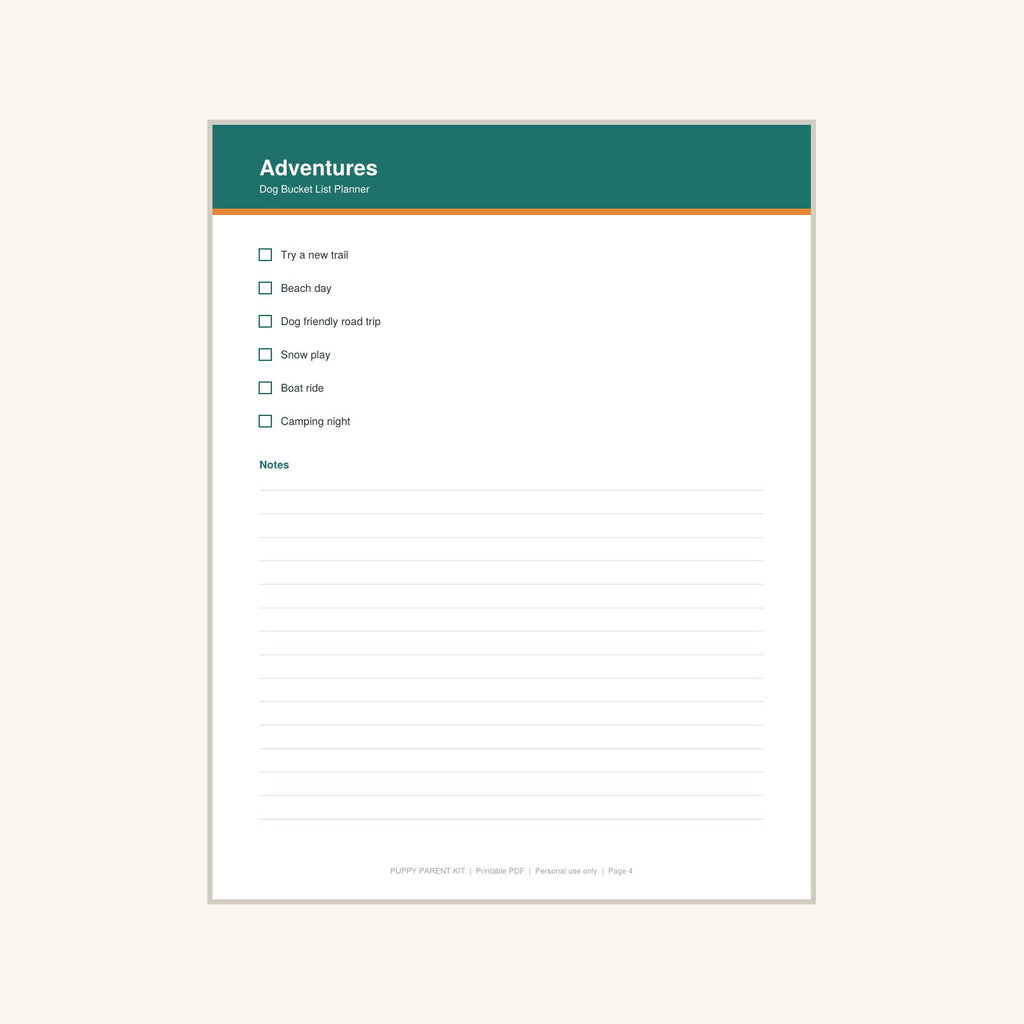 Dog Bucket List Planner printable PDF, image 4