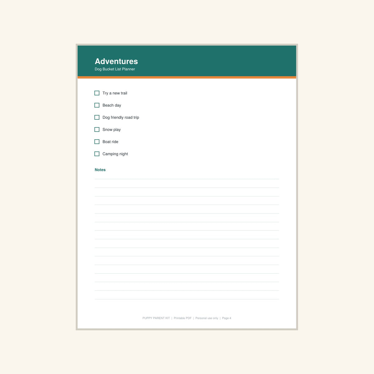 Dog Bucket List Planner printable PDF, image 4