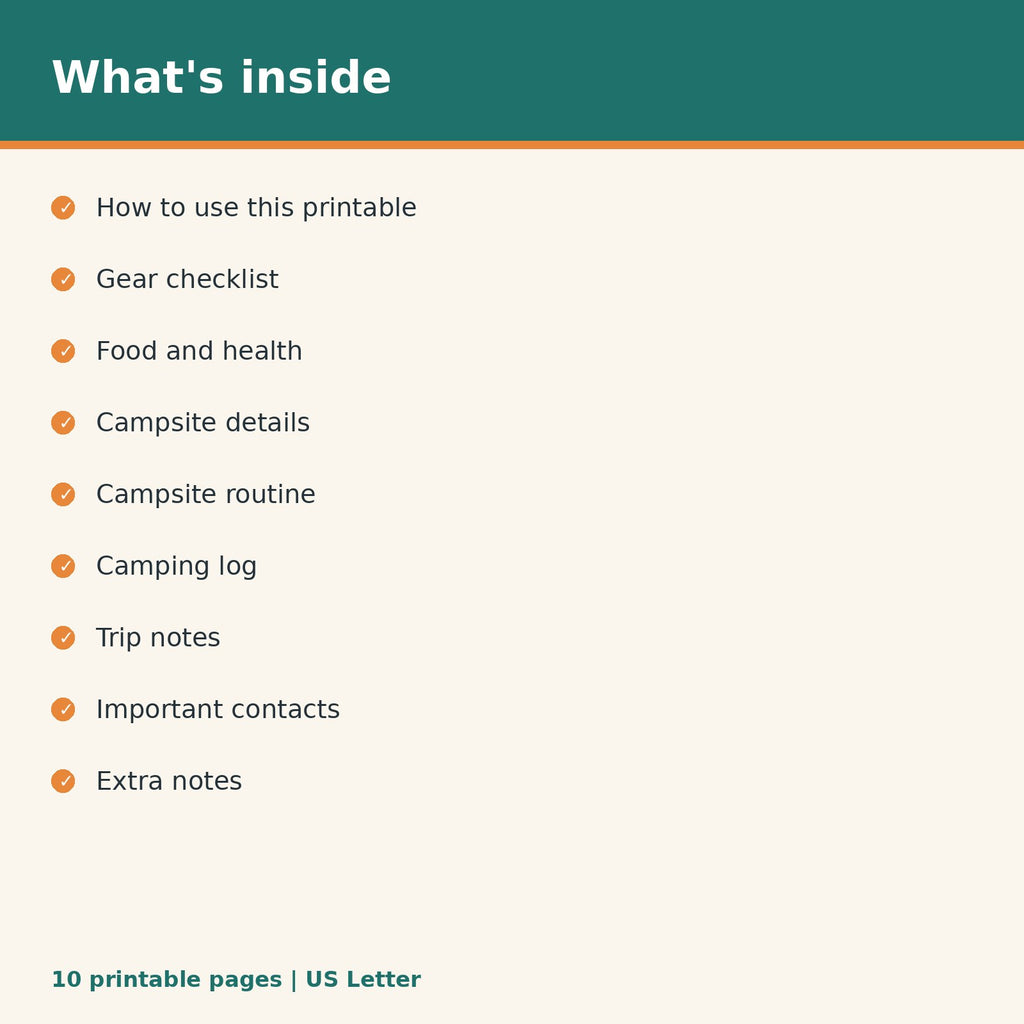 Dog Camping Packing List printable PDF, image 2