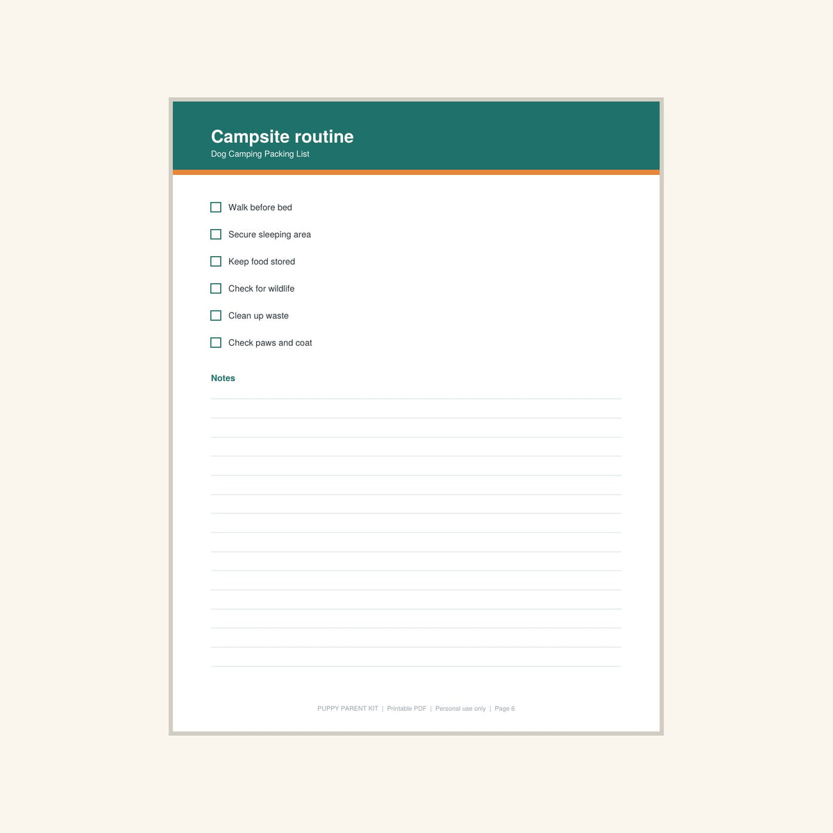 Dog Camping Packing List printable PDF, image 6