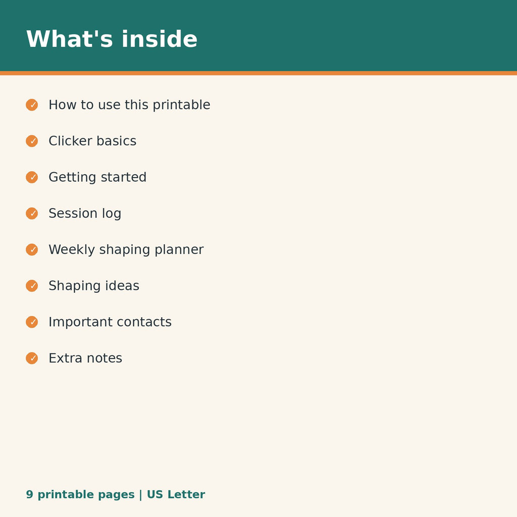 Dog Clicker Training Log printable PDF, image 2
