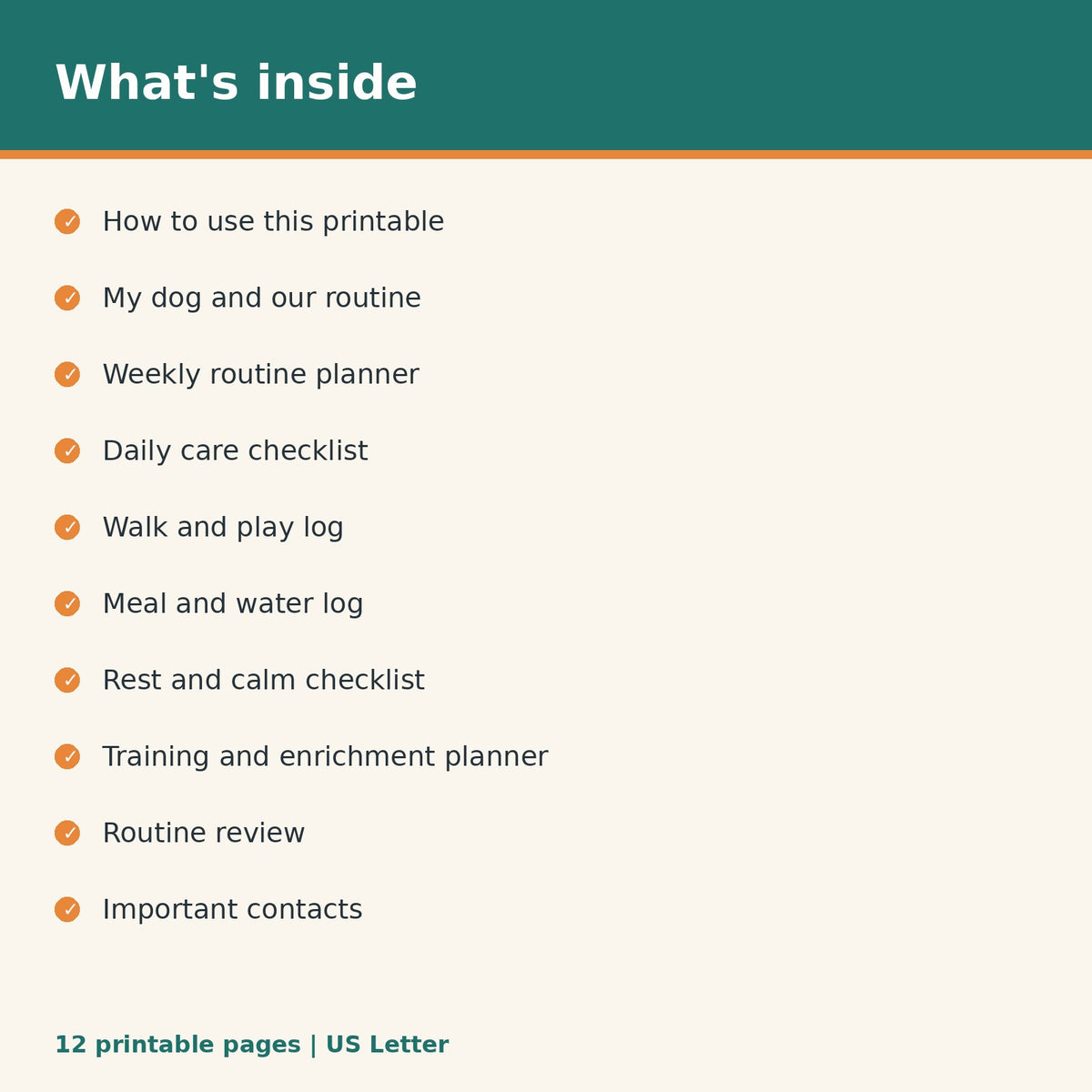 Dog Daily Routine Planner printable PDF, image 2