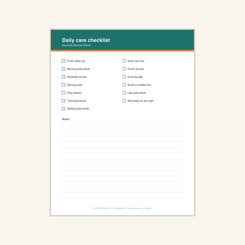 Dog Daily Routine Planner printable PDF, image 5