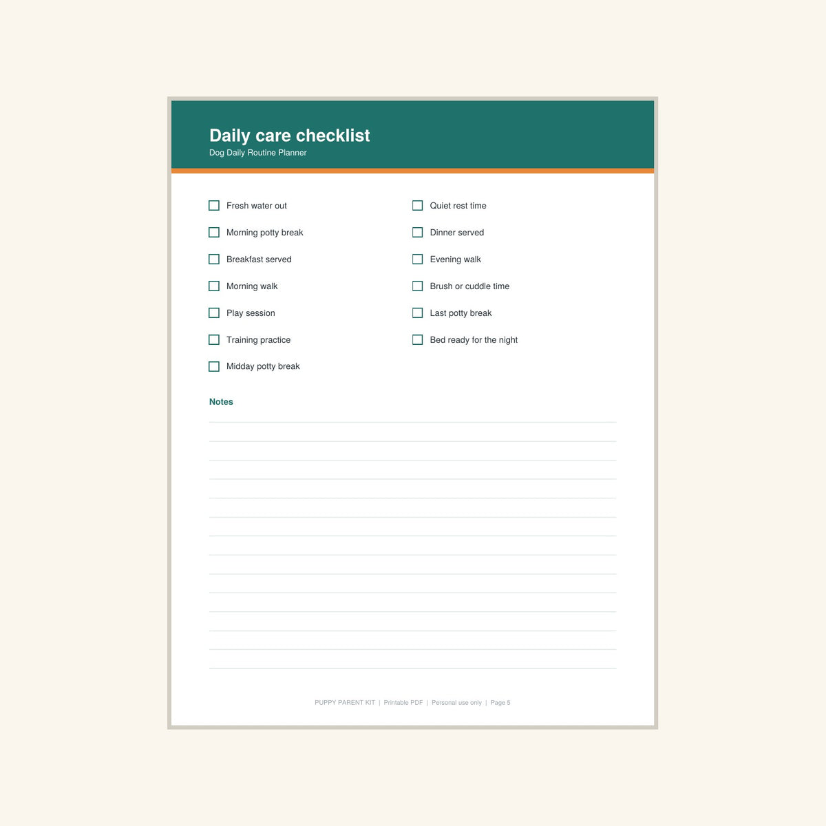 Dog Daily Routine Planner printable PDF, image 5