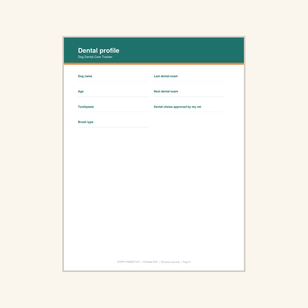 Dog Dental Care Tracker printable PDF, image 3