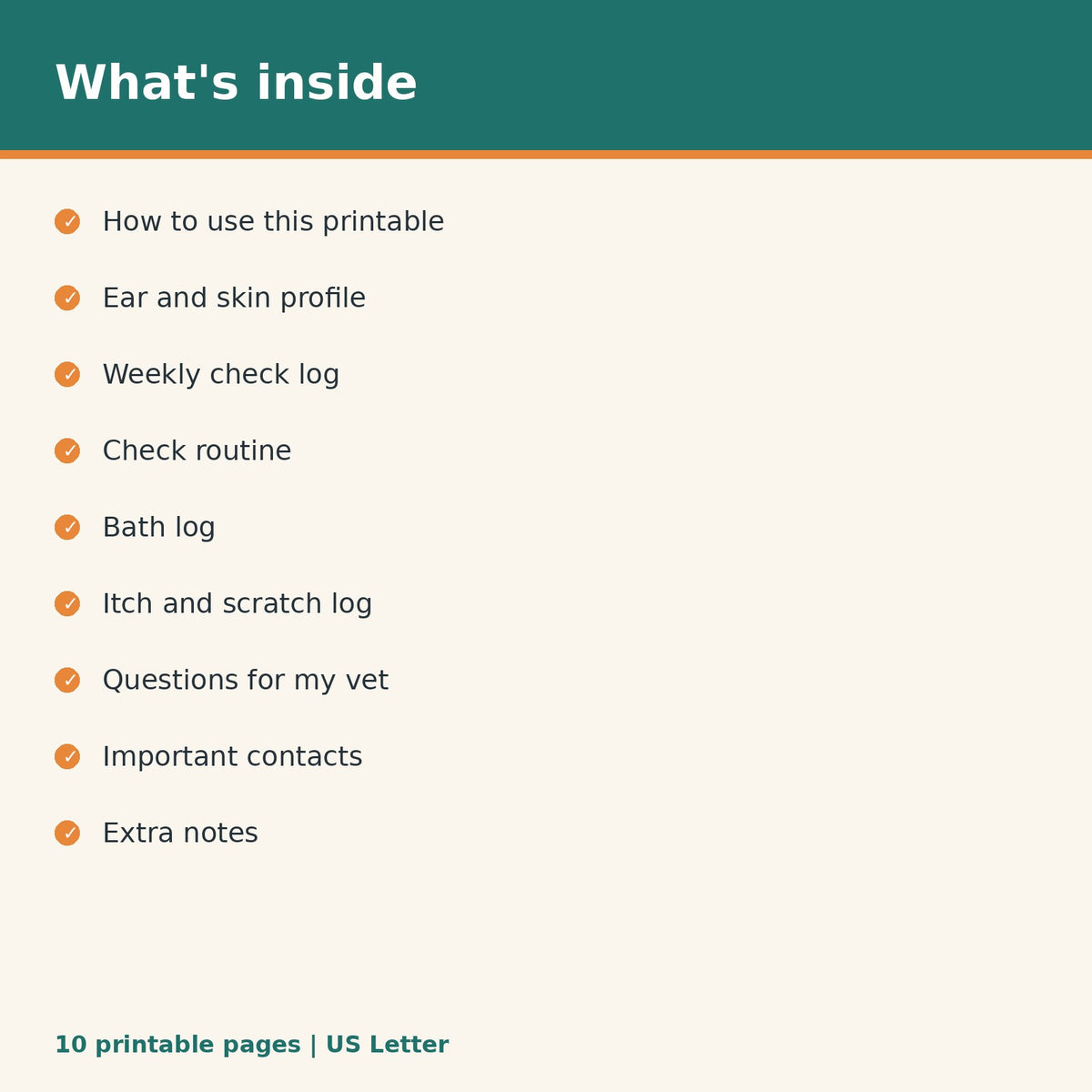 Dog Ear & Skin Care Tracker printable PDF, image 2