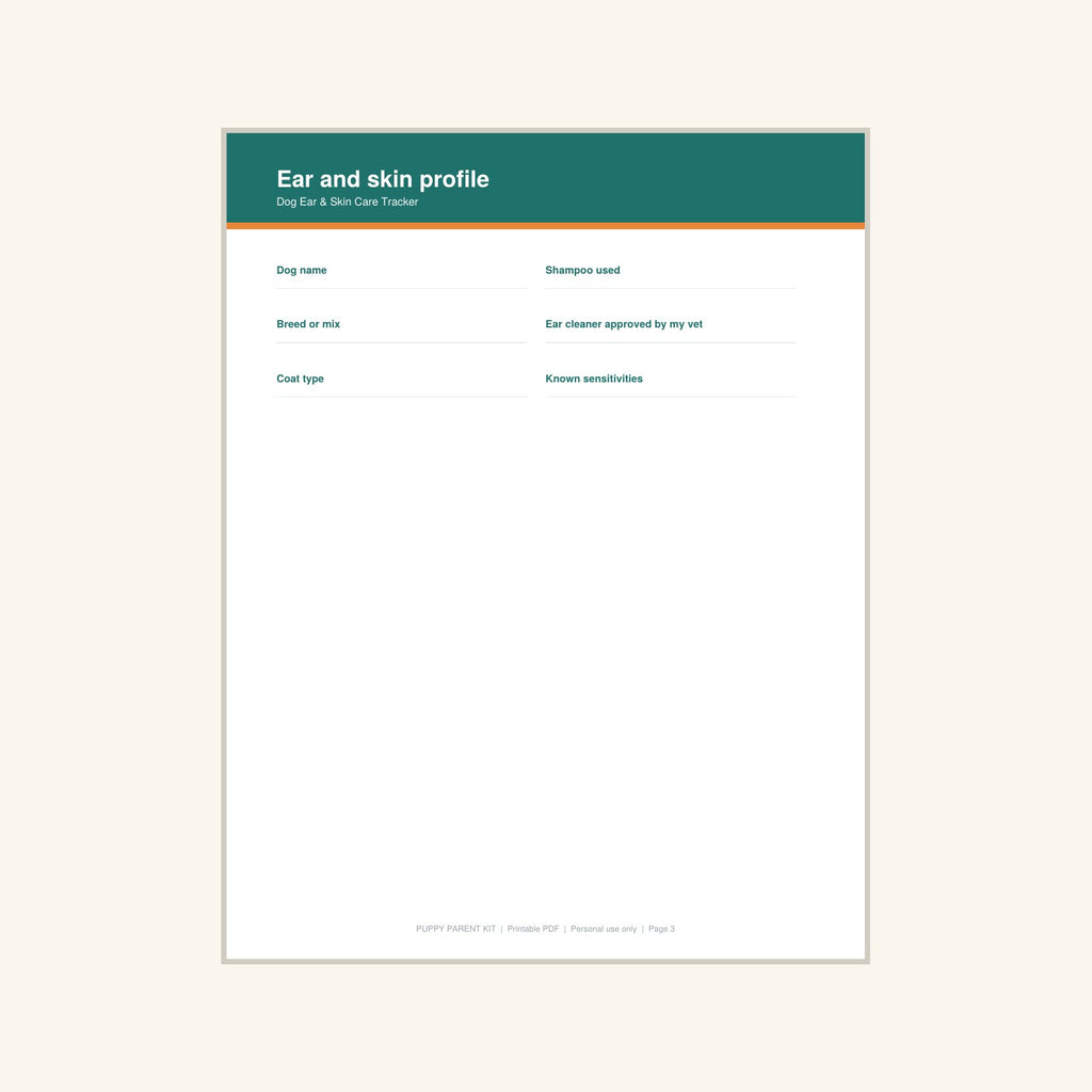 Dog Ear & Skin Care Tracker printable PDF, image 3