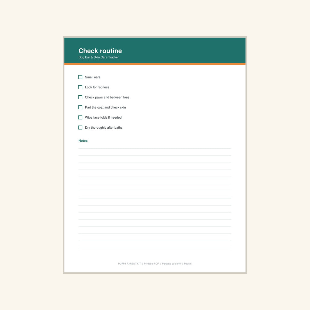 Dog Ear & Skin Care Tracker printable PDF, image 5