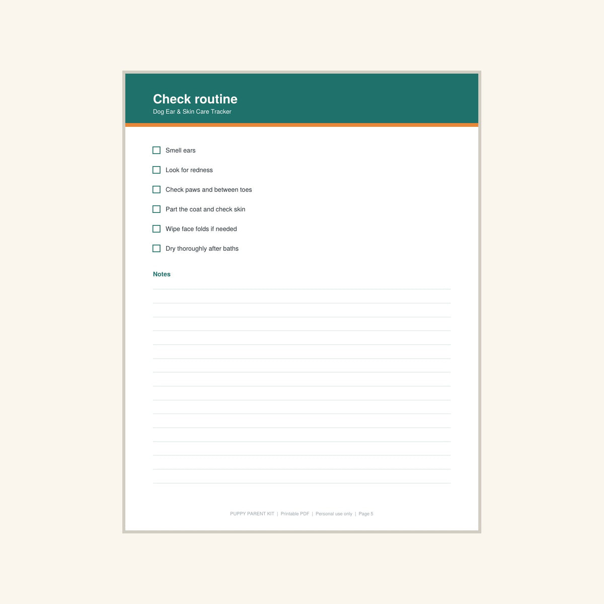 Dog Ear & Skin Care Tracker printable PDF, image 5