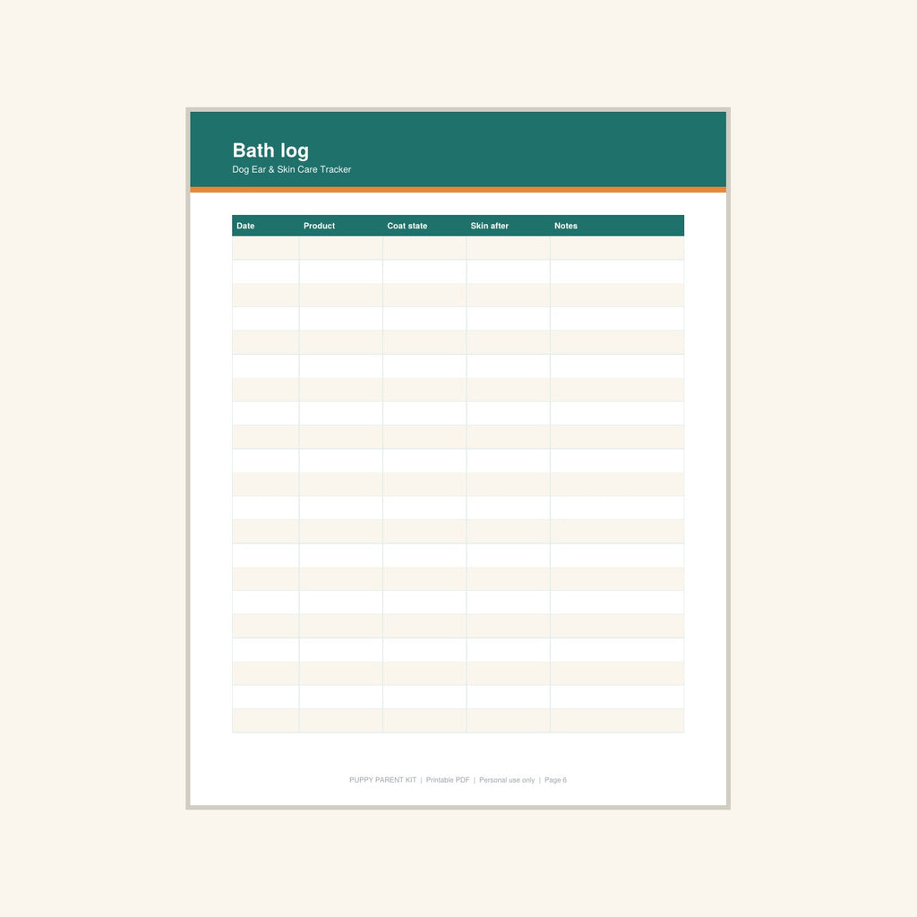 Dog Ear & Skin Care Tracker printable PDF, image 6