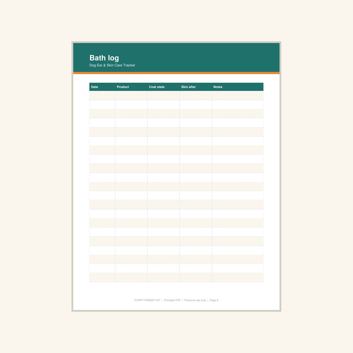 Dog Ear & Skin Care Tracker printable PDF, image 6