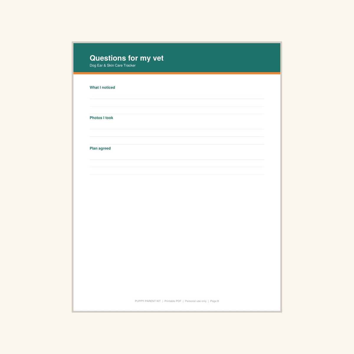Dog Ear & Skin Care Tracker printable PDF, image 8