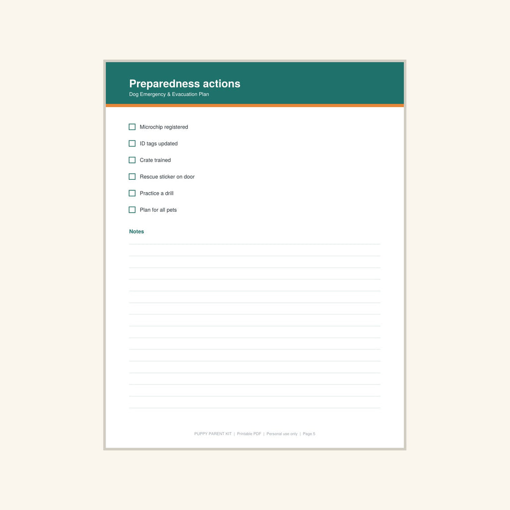 Dog Emergency & Evacuation Plan printable PDF, image 5