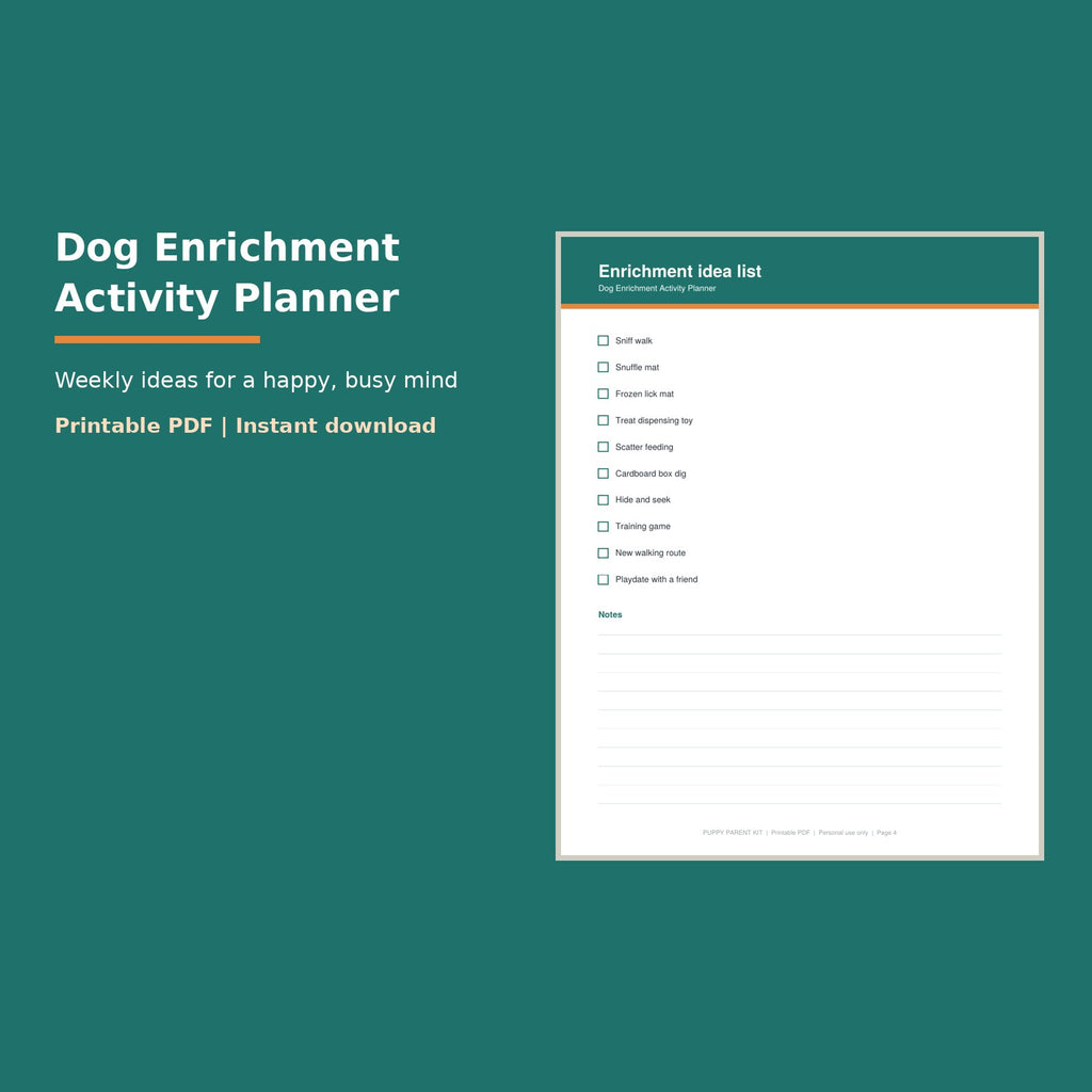 Dog Enrichment Activity Planner printable PDF, image 1