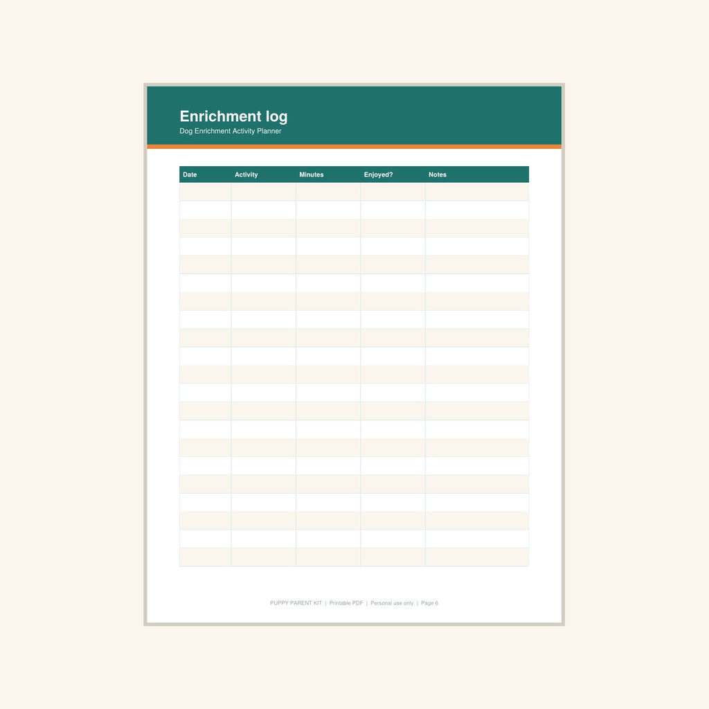 Dog Enrichment Activity Planner printable PDF, image 6