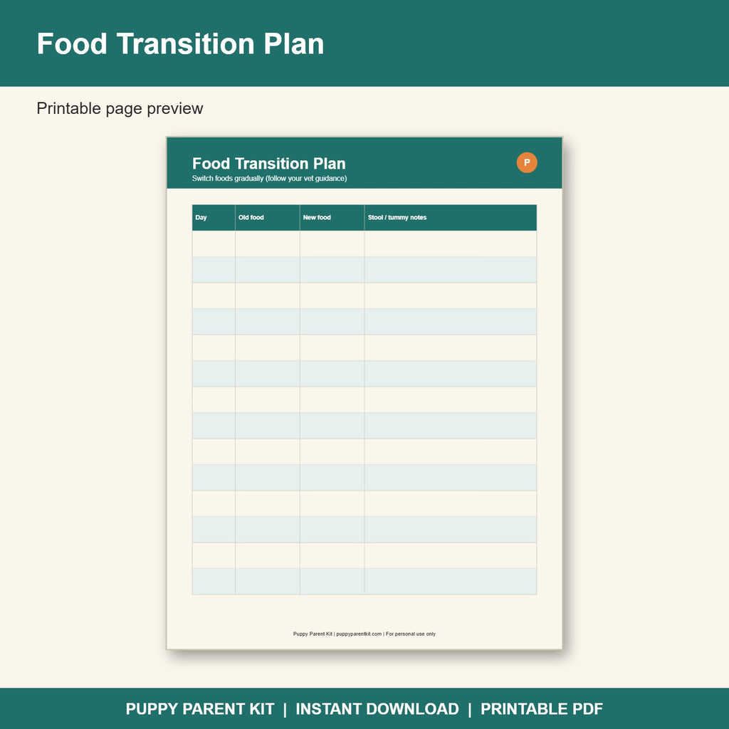 Dog Feeding & Meal Planner Printable | Weekly Meal Schedule, Treat Log & Food Tracker (PDF)