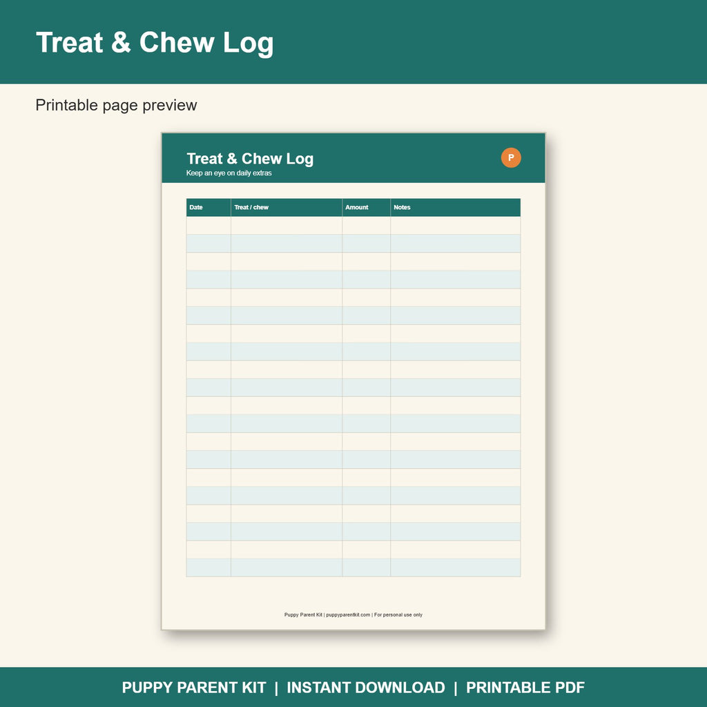 Dog Feeding & Meal Planner Printable | Weekly Meal Schedule, Treat Log & Food Tracker (PDF)
