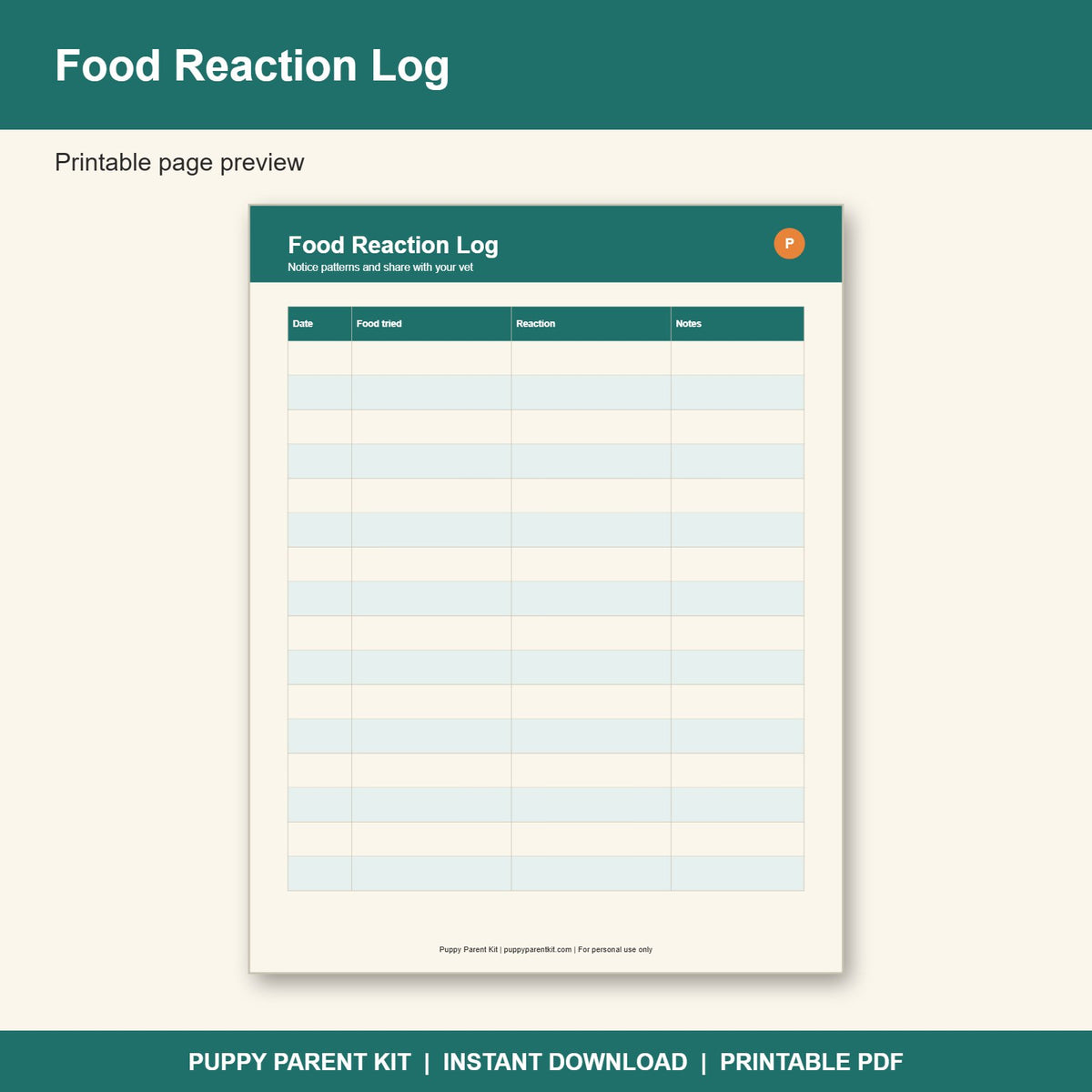 Dog Feeding & Meal Planner Printable | Weekly Meal Schedule, Treat Log & Food Tracker (PDF)