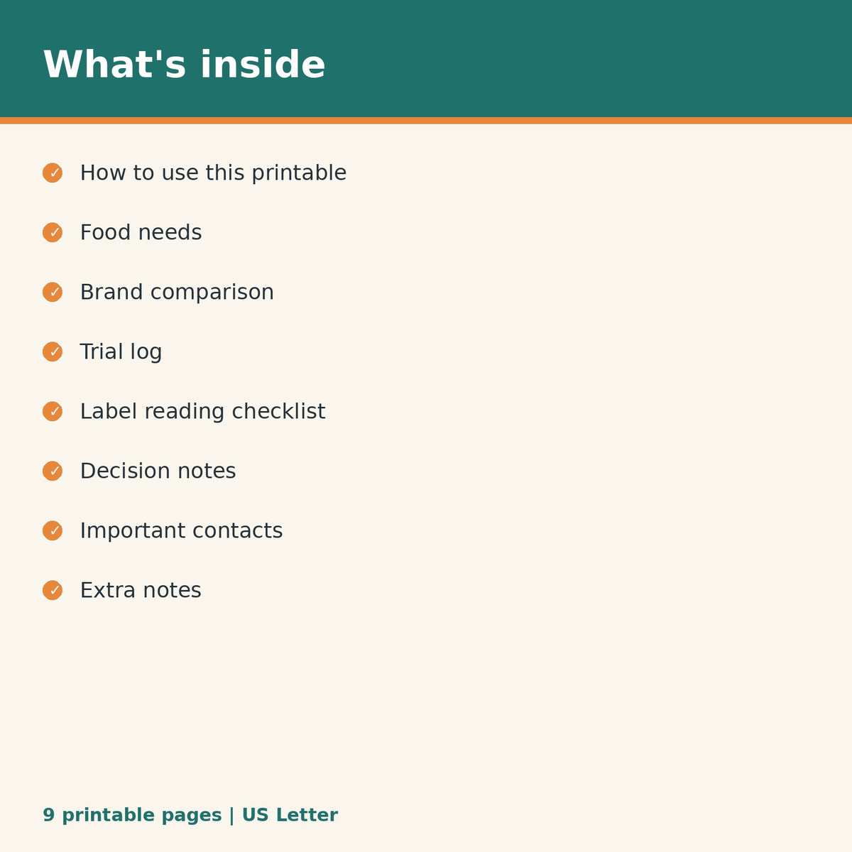 Dog Food Comparison Tracker printable PDF, image 2