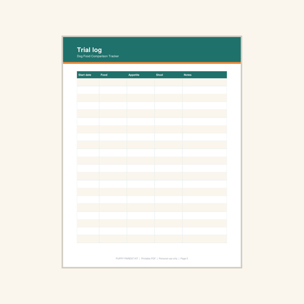 Dog Food Comparison Tracker printable PDF, image 5