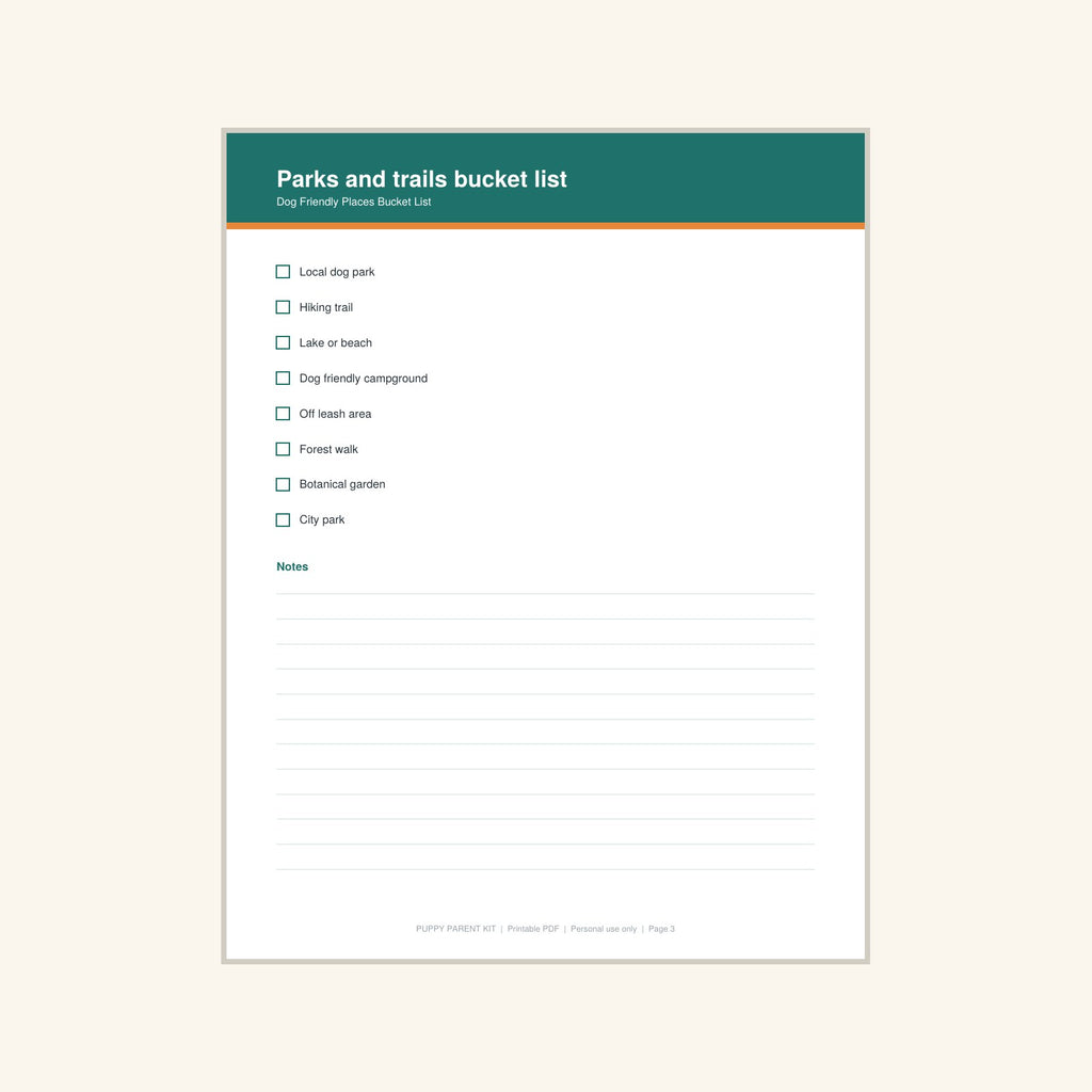 Dog Friendly Places Bucket List printable PDF, image 3