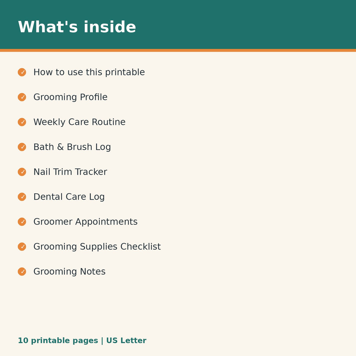 Dog Grooming & Care Schedule printable PDF, image 2