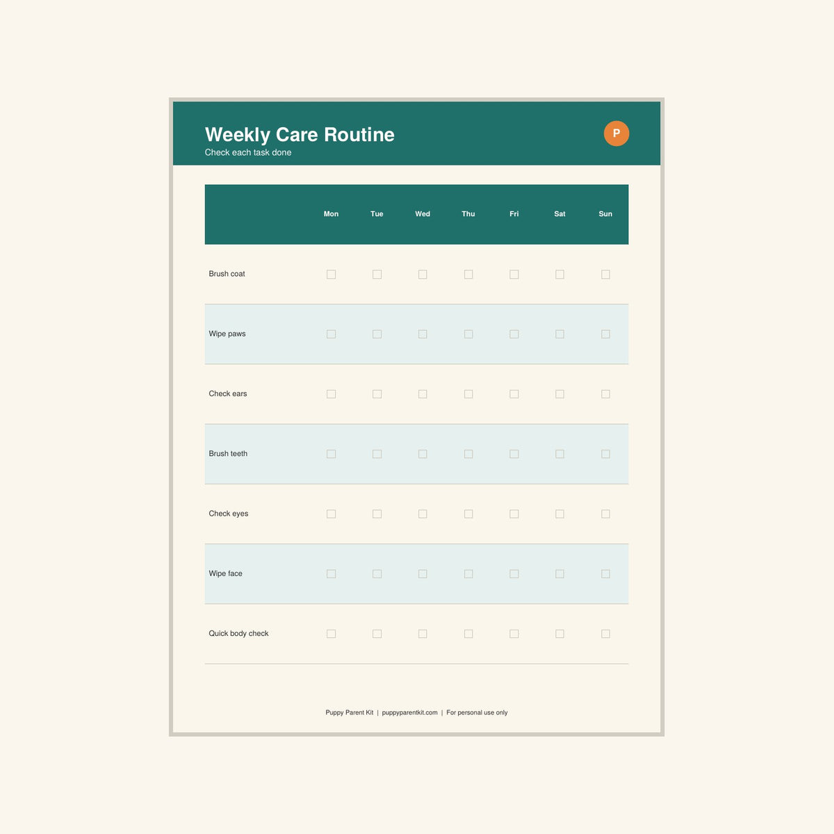 Dog Grooming & Care Schedule printable PDF, image 4