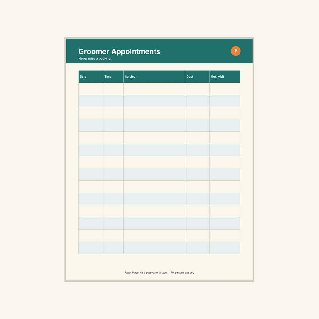Dog Grooming & Care Schedule printable PDF, image 8