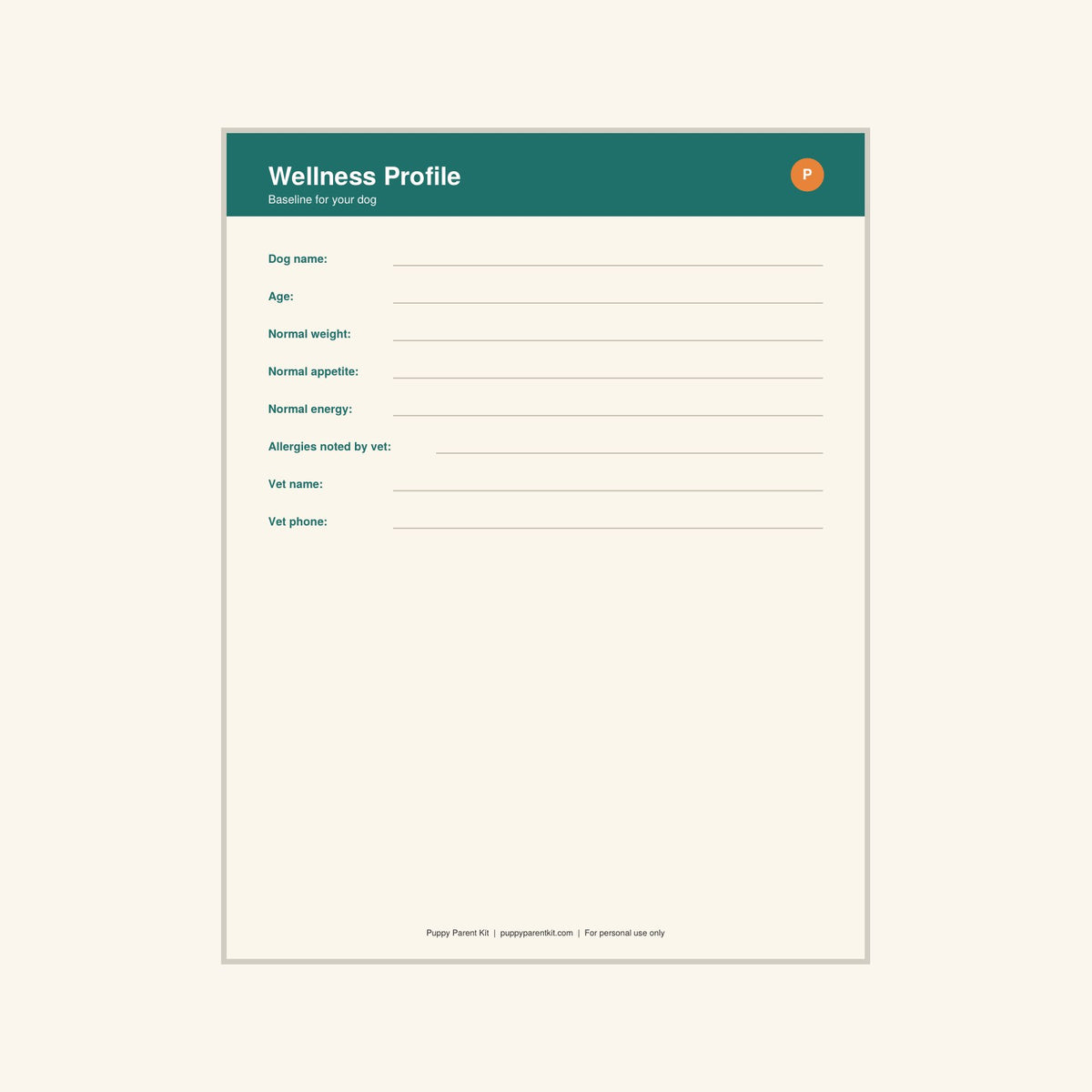 Dog Health, Symptom & Medication Tracker printable PDF, image 3
