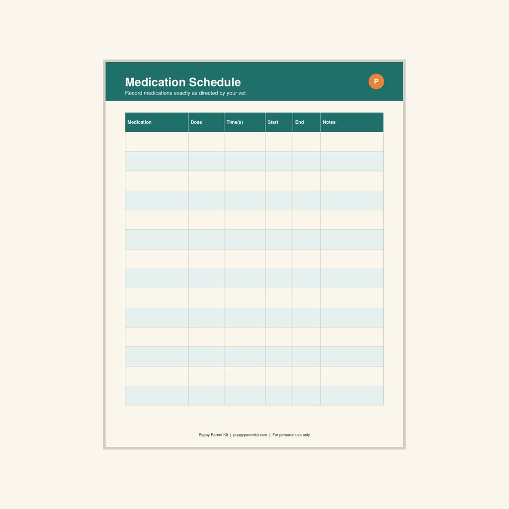 Dog Health, Symptom & Medication Tracker printable PDF, image 7