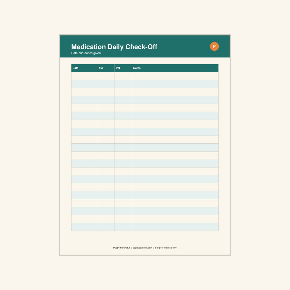 Dog Health, Symptom & Medication Tracker printable PDF, image 8