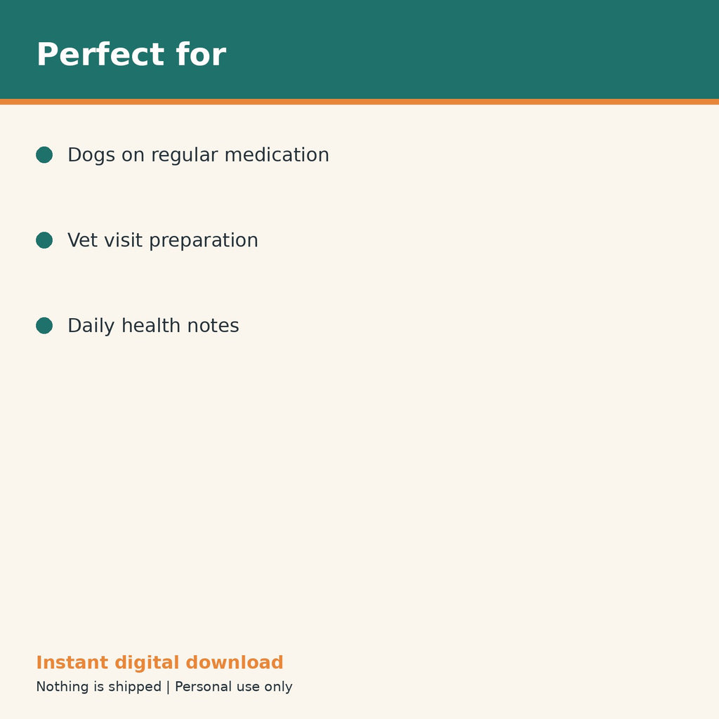 Dog Health, Symptom & Medication Tracker printable PDF, image 10